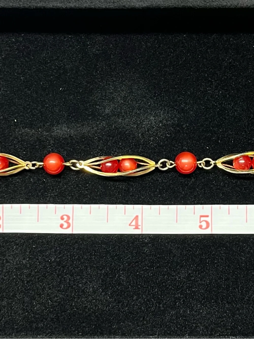 Vintage Red Bead Bracelet & Screw Back Earrings Set